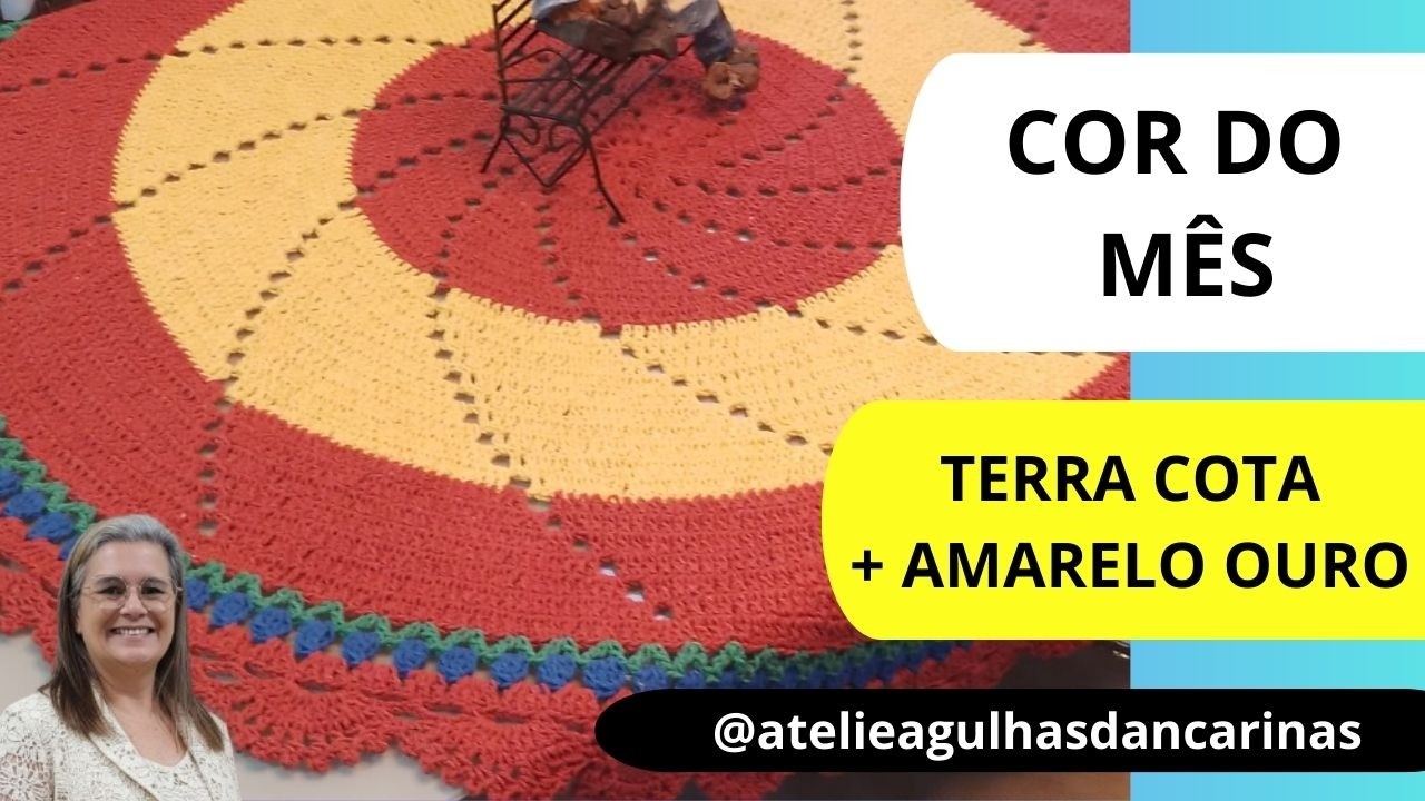 Tapete Redondo Espiral com Tulipas  Cor do Mês Terracota | 1,25m de charme