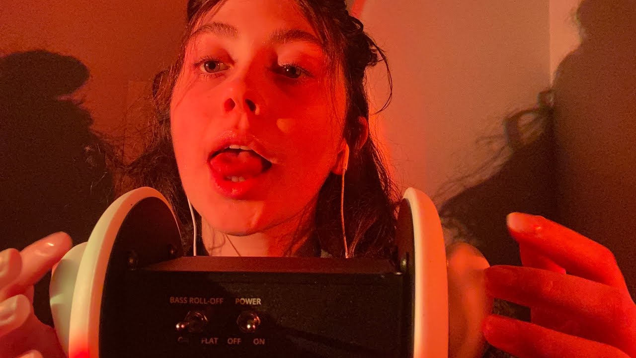 ASMR tongue flutters and swirls on the 3DIO with ear tapping (