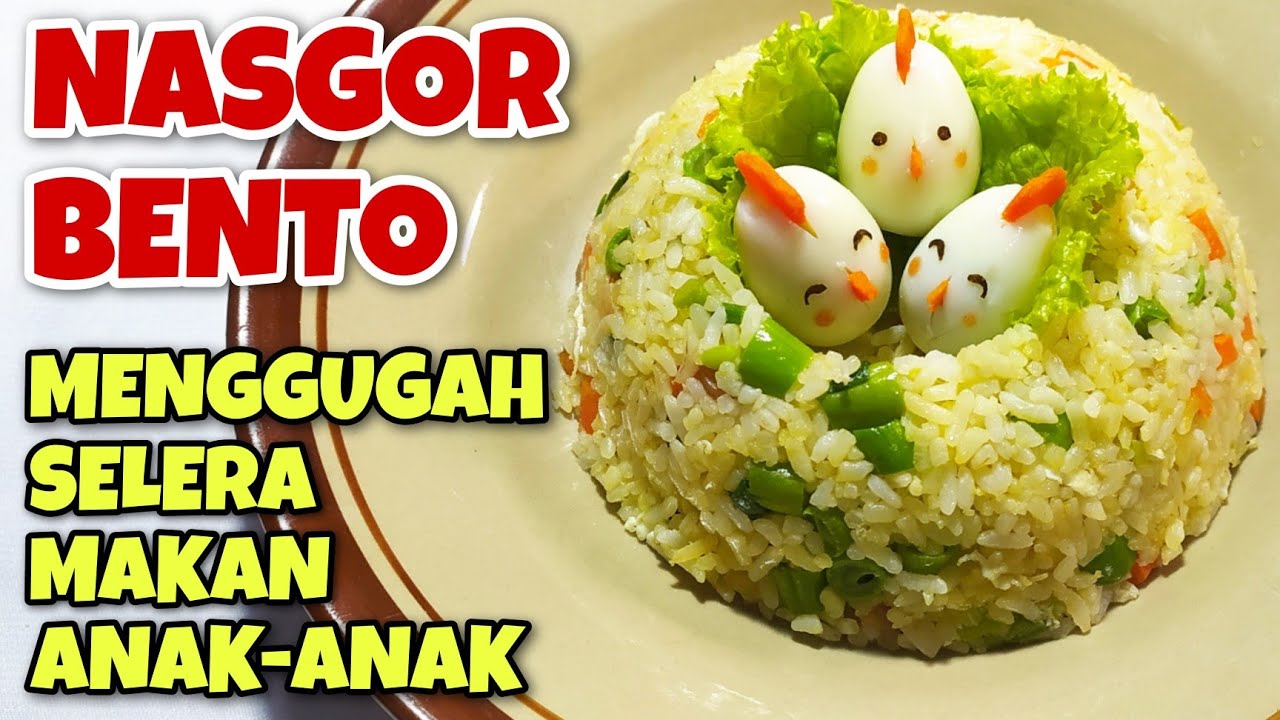 Cara Membuat Nasi Bento Anak Ayam dengan Nasi Goreng Mix Sayuran