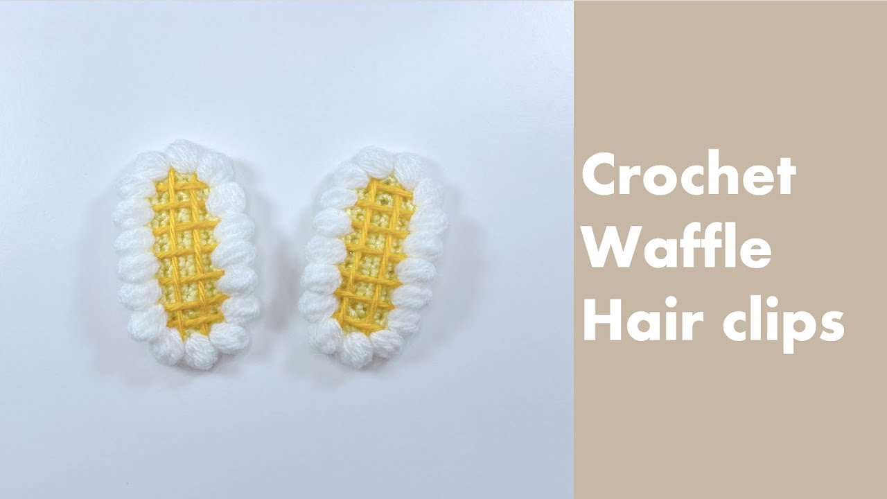 Crochet hair clips waffle style | crochet waffle | easy crochet tutorial
