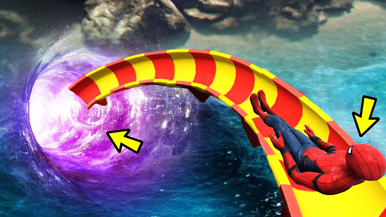 GTA 5 HUGE PORTAL Water Slides Spiderman - WATER RAGDOLLS (Euphoria Ragdolls) part 16
