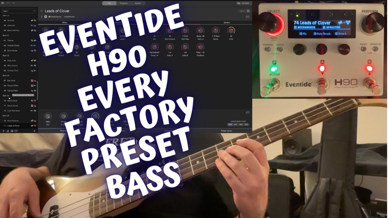 Eventide H90 - Bass Test - All 99 Factory Presets / Programs - No Talking