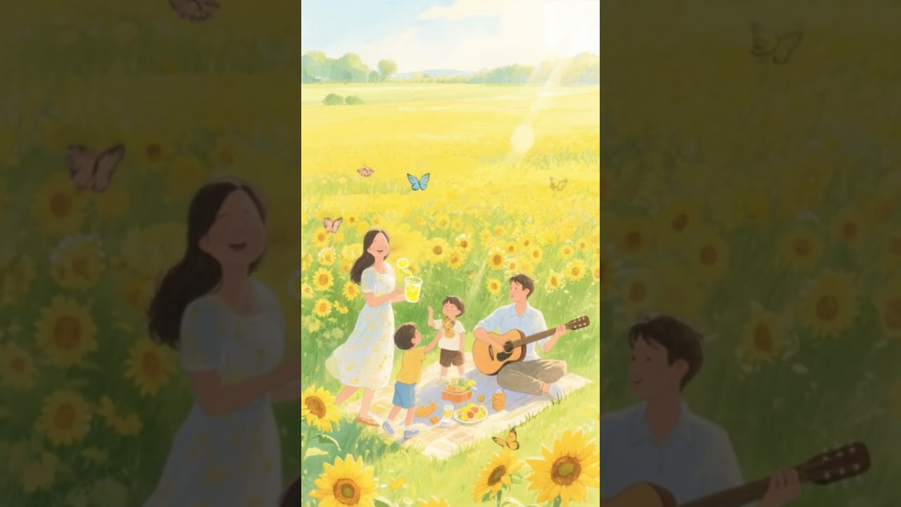 A Peaceful Family Picnic in the Sunflower Field 🌻✨ #countryside #cozy #village