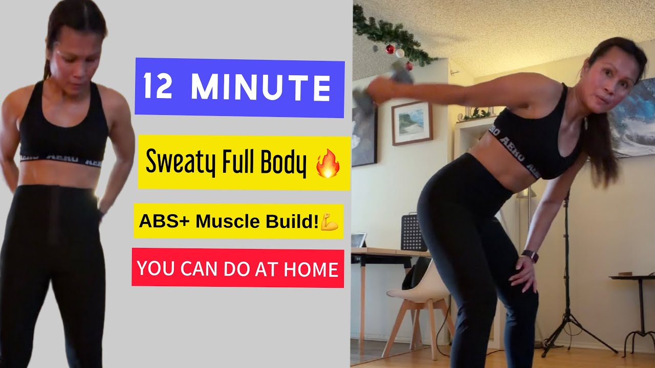 12 MIN FULL BODY DUMBBELL WORKOUT | Build Muscle & Strong Abs at Home 