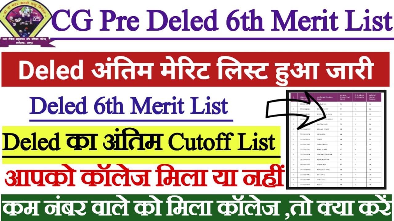 CG Pre Deled 6th Merit List me apna naam kaise dekhen ||Deled ka 6th cutoff list kaise check karen