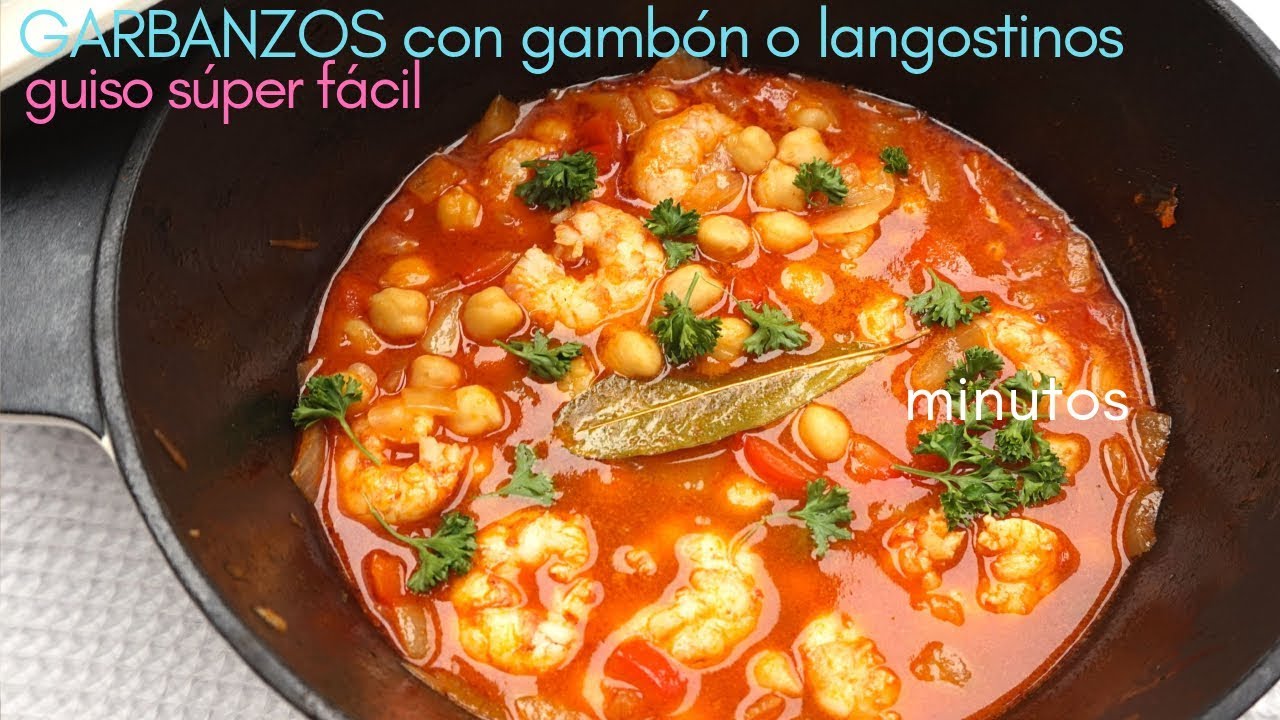 POTAJE de GARBANZOS con LANGOSTINOS 🍘🦐 ( o GAMBÓN ) Guiso súper fácil