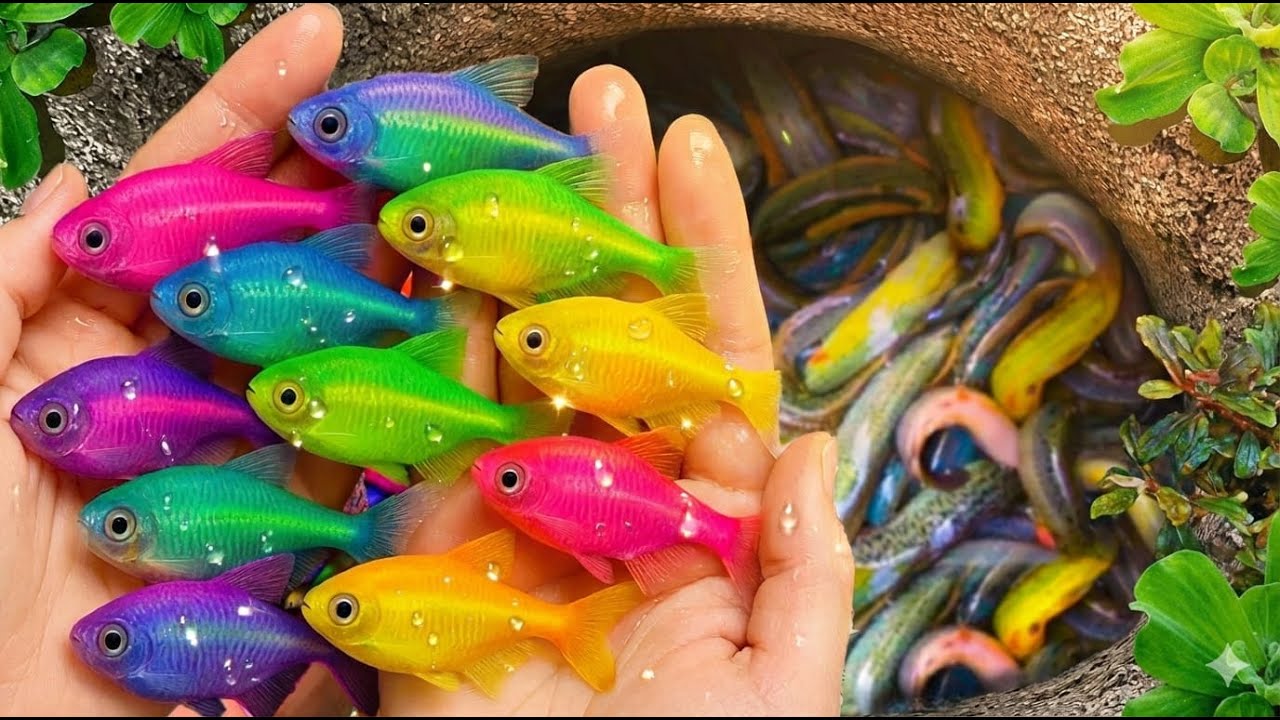 Catch beautiful aquarium fish in small pond baby turtles, koi fish, guppies, koki, molly fish #1