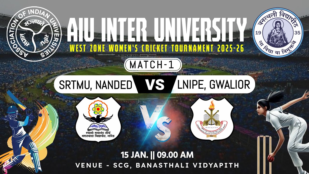 🔴LIVE : West Zone Inter-University Women&rsquo;s Cricket Tournament 2025&ndash;26  | BANASTHALI VIDYAPITH |