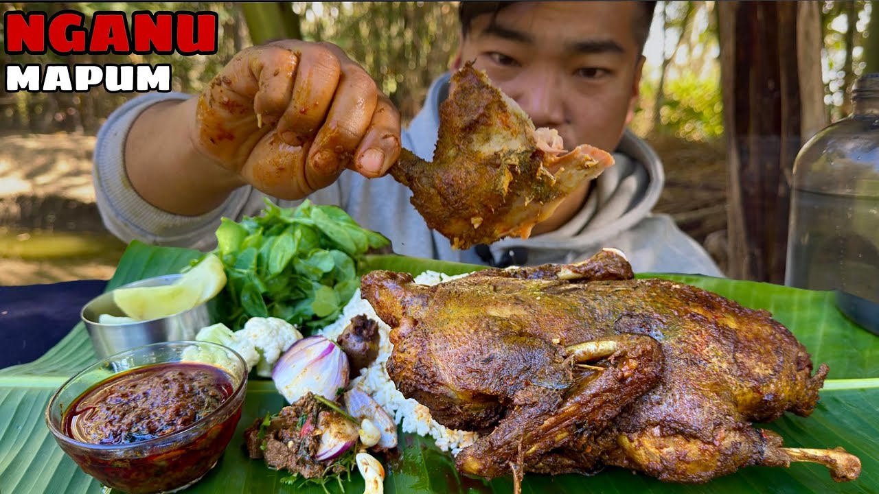 SPICY WHOLE DUCK CURRY WITH RICE EATING SHOW || IN MANIPURI STYLE RECIPE 😉 ||