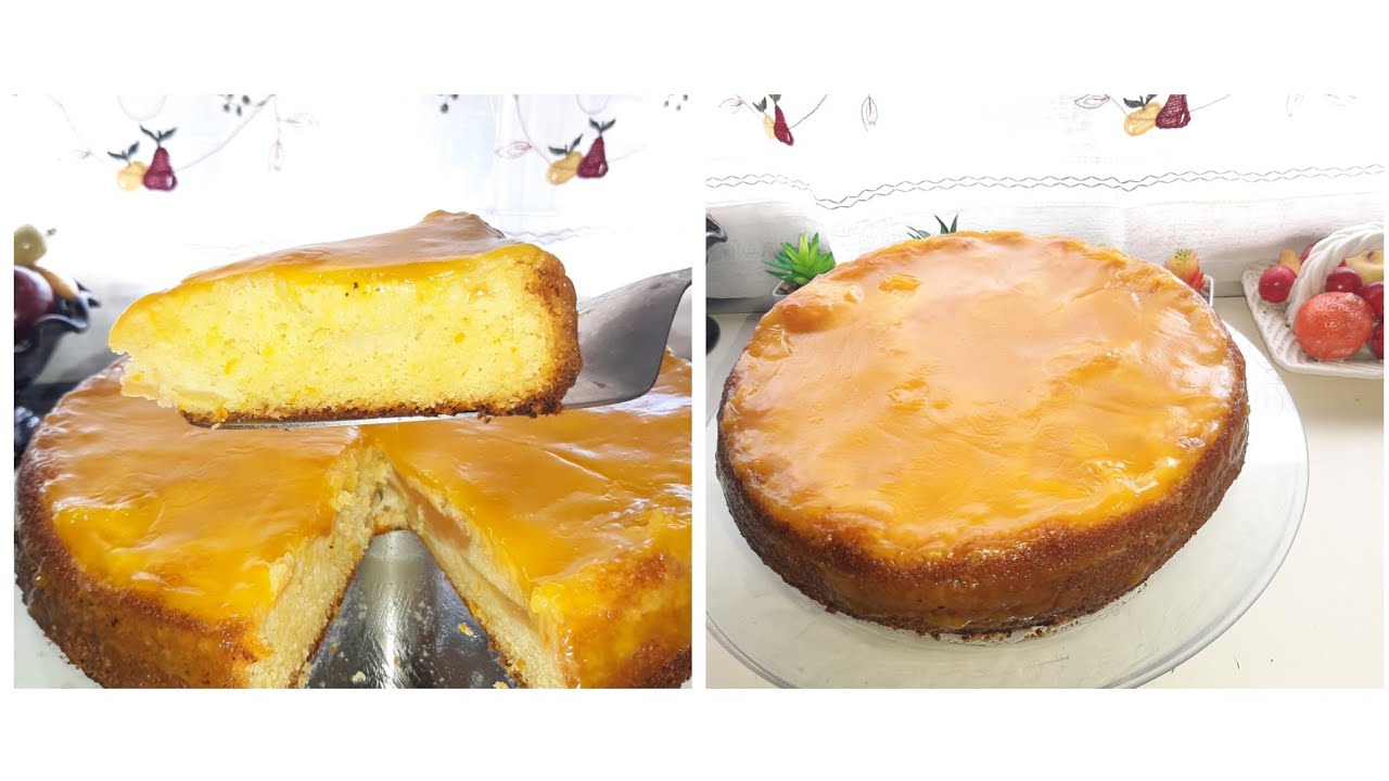 🍏كيكة التفاح مزينة بصلصة البرتقال مذاق رائع 🍊