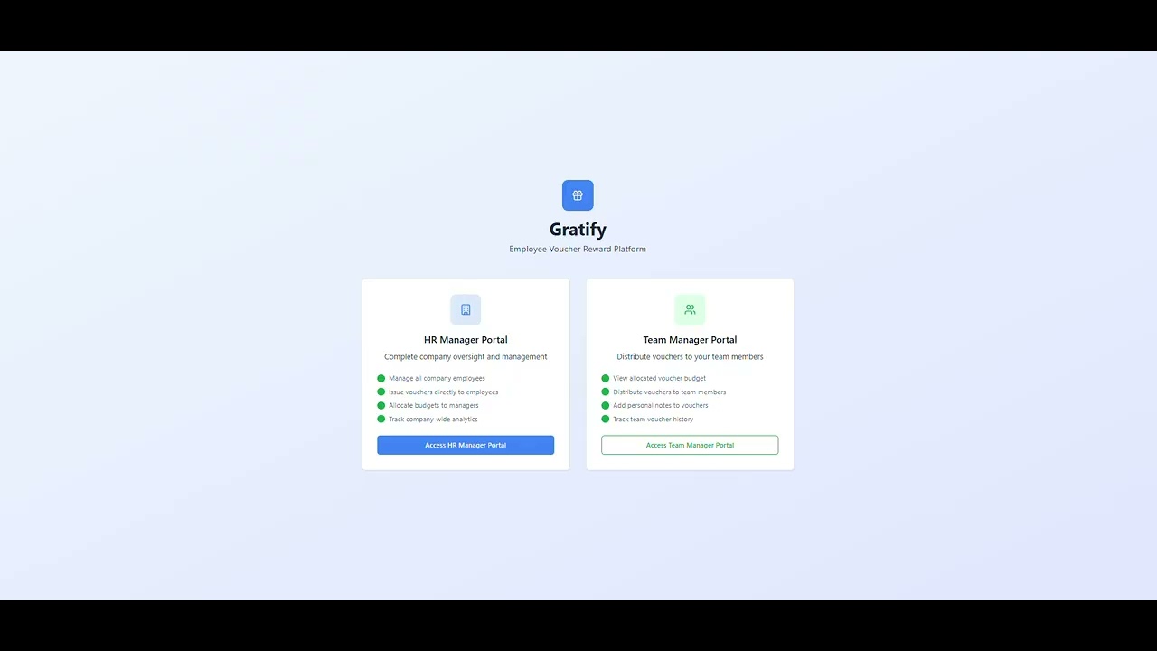 Gratify – B2B SaaS Prototype Demo (Employee Rewards Platform)