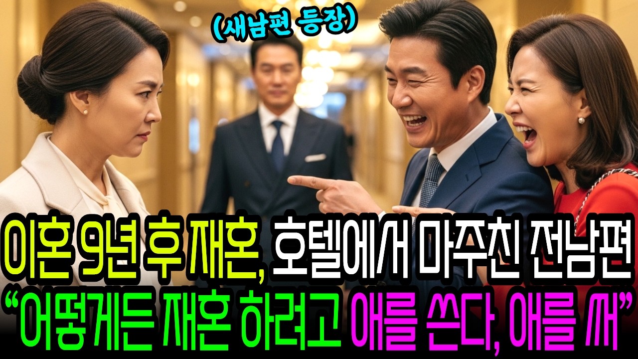 이혼 9년 후 재혼, 호텔에서 마주친 전남편 “재혼하려고 애를쓴다 애를써”. 순간 새남편 등장에 전남편은 그 자리에서 개쪽 당합니다.