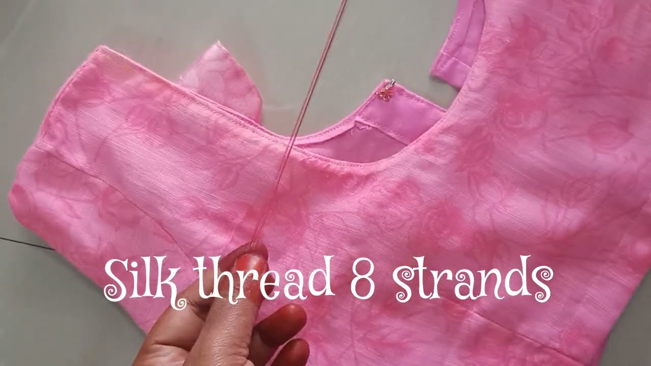 very easy and simple thread work blouse design for stitched blouse