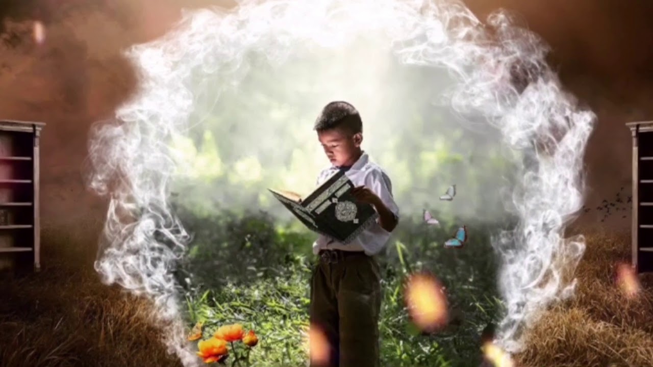 Islamic Background Video - Copyright &copy; Free &ndash; A Muslim Child Reading Nobel Quran