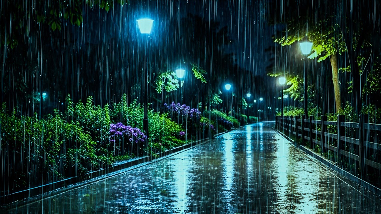 Beat Insomnia Instantly | Heavy Rain on Beautiful Path | ASMR Nature Rain to Sleep Peacefully