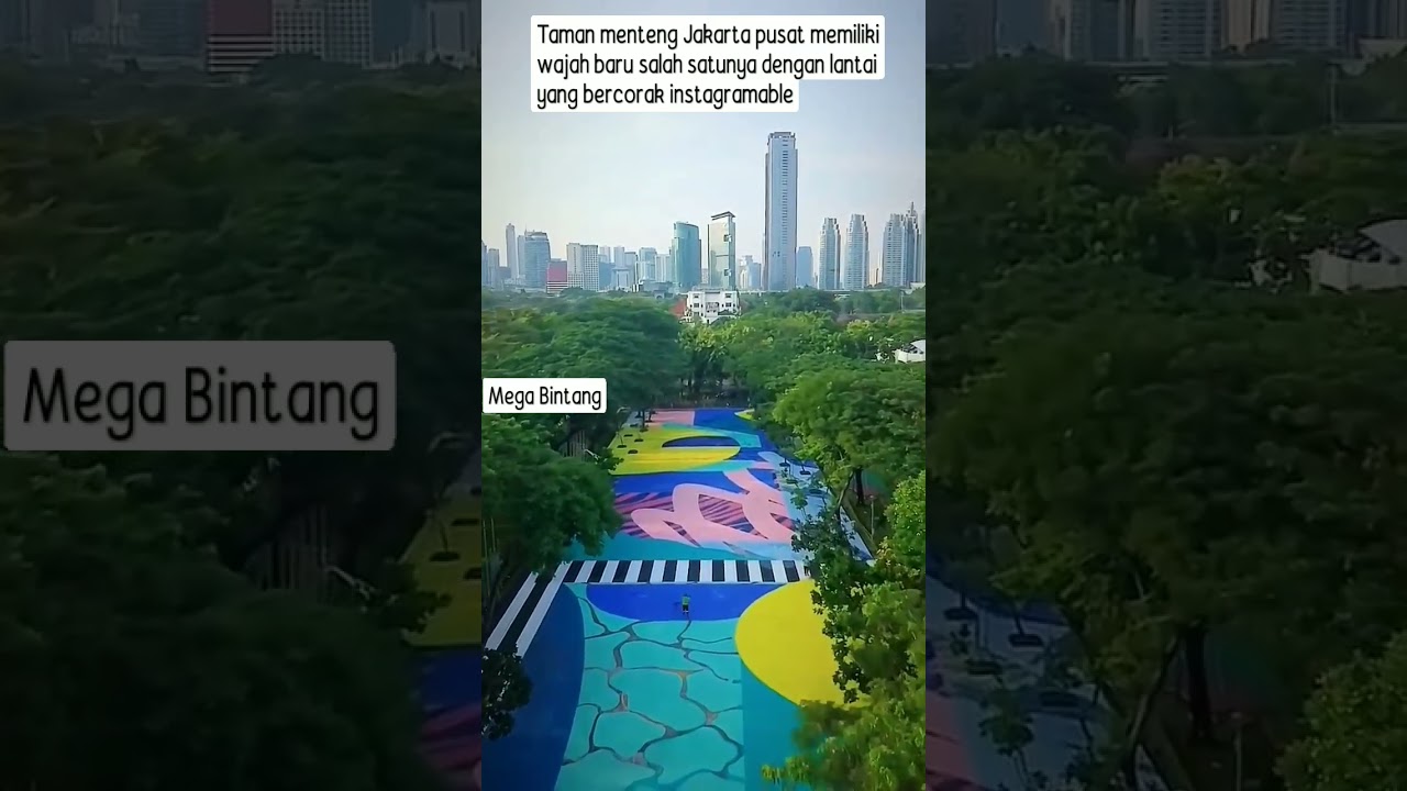 Wajah baru Taman menteng Jakarta pusat dengan lantai yang bercorak instagramable warna warni