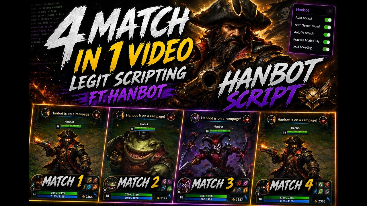 4 Match in 1 video legit scripting ft.Hanbot