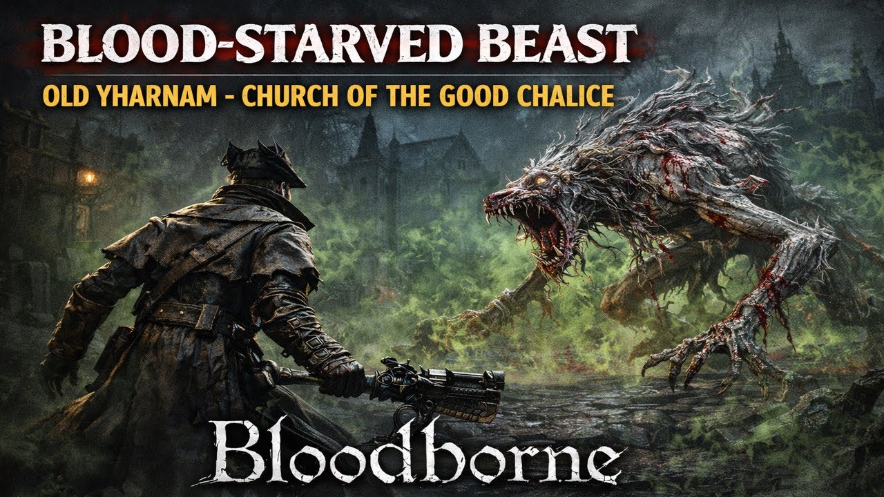 Blood-starved Beast | Old Yharnam - Church of the Good Chalice | Bloodborne