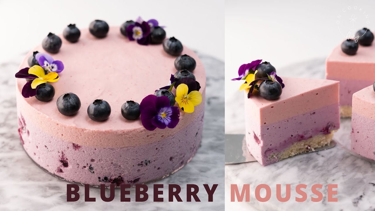 粉嫩清爽的 藍莓慕斯 Blueberry Mousse recipe ASMR