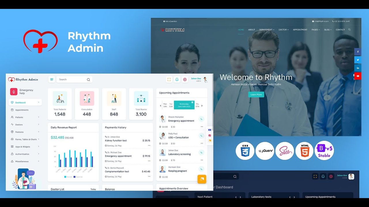 Medical Dashboard Bootstrap 5 Admin Templates with RTL Light Theme