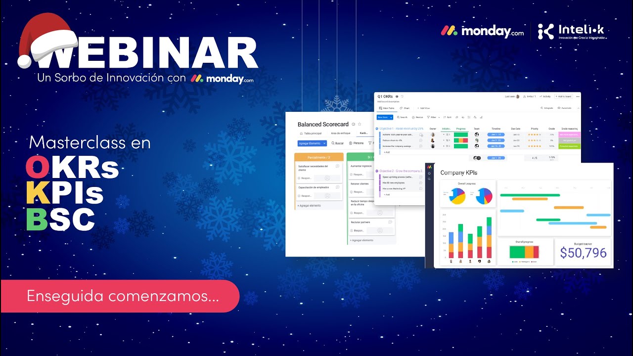 Webinar: Masterclass en OKRs, KPIs y BSC en Monday.com (Inteli-K, Partner Certificado)