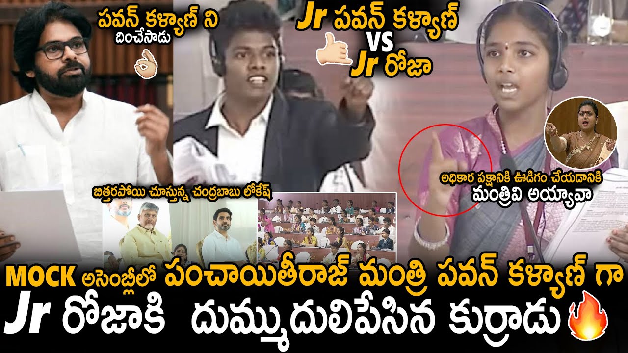 See How Student Performed As Panchayith Raj Minister Pawan Kalyan In Mock Assembly | Chandra Babu
