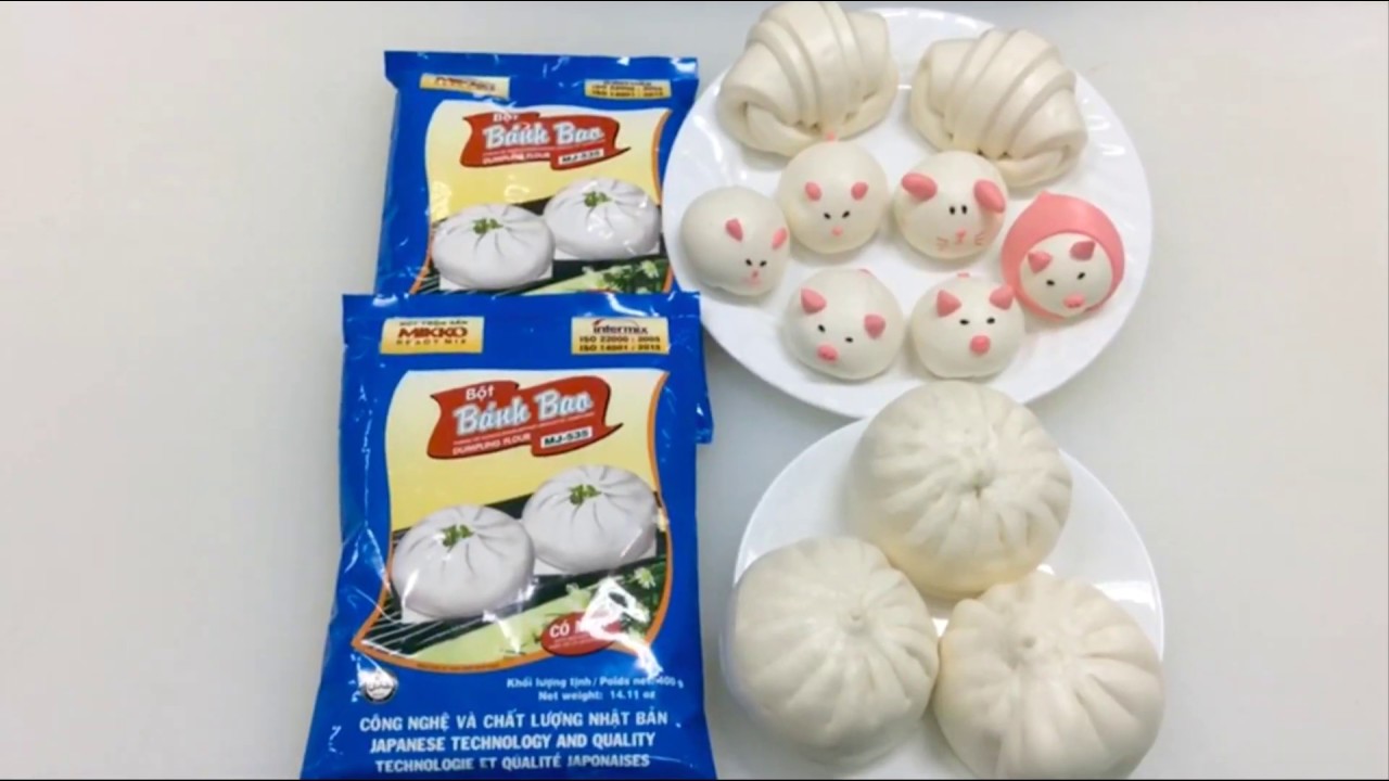 Cách làm bánh bao nhân thịt và bánh bao heo cưng từ bột trộn sẵn Mikko Hương Xưa.