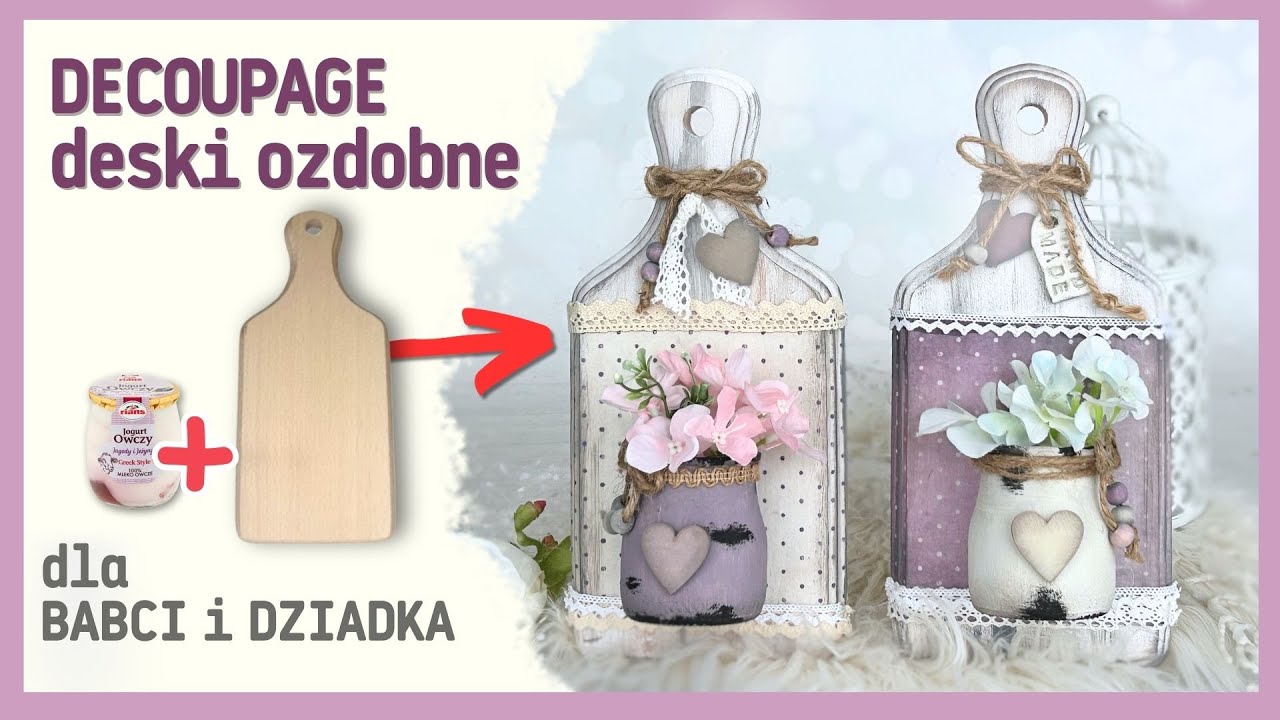 DIY na Dzień Babci i Dziadka 🌸 Ozdobne deski ze słoiczkiem tutorial dla początkujących No. 1050