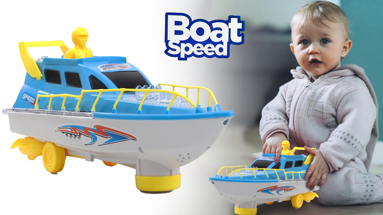 Bump and Go Speed Boat with Flashing Lights and Sound Effect