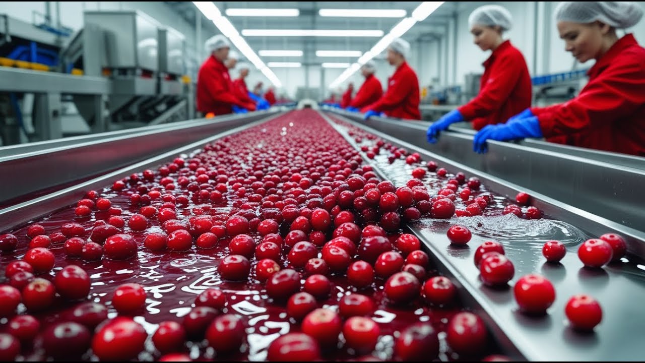 Inside a Modern Cranberry Processing Factory | From Fresh Berries to Final Products