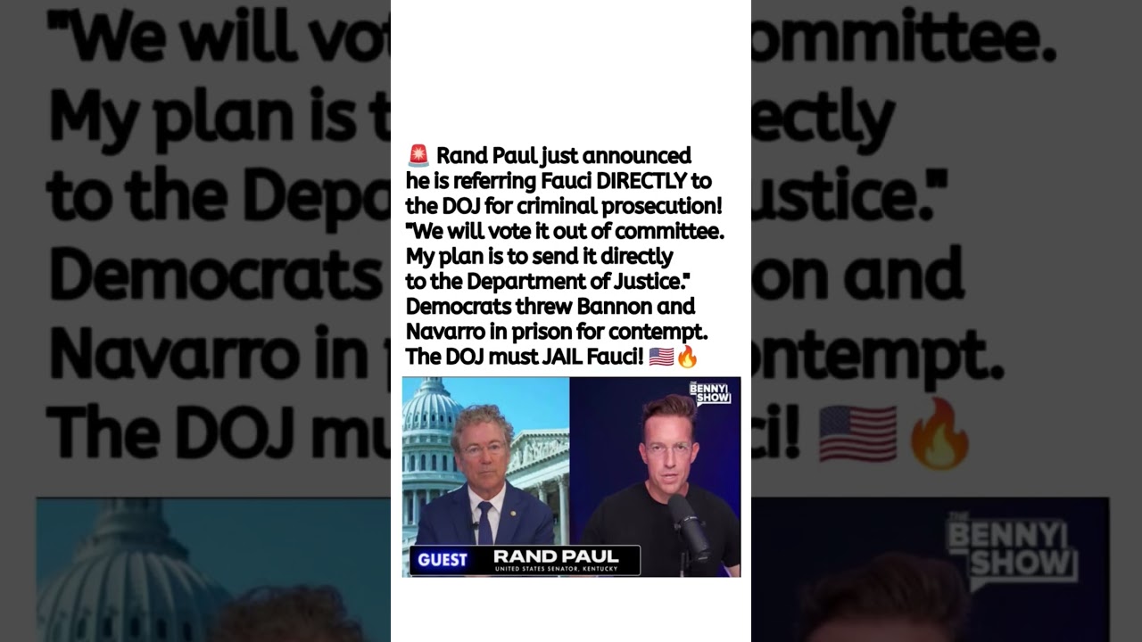 Rand Paul Moves to Refer Fauci to DOJ for Review 🇺🇸