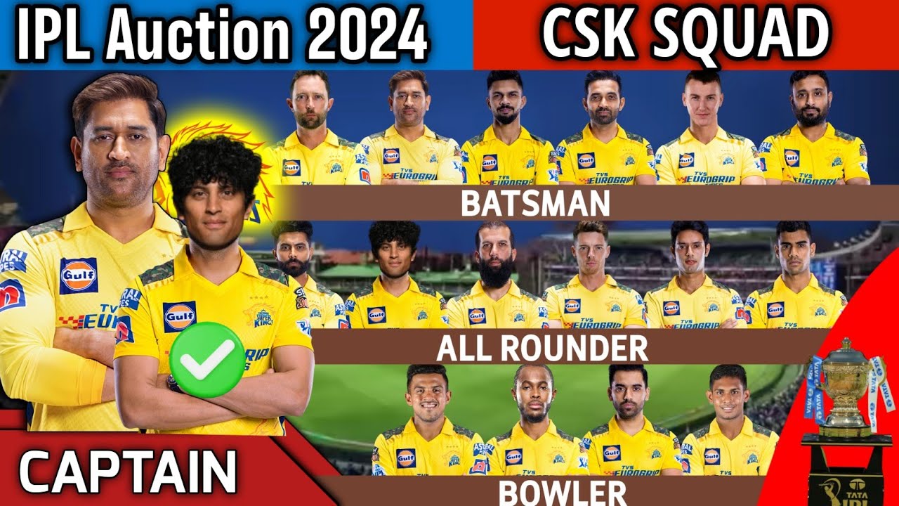 IPL Auction 2024 | Chennai Super Kings Team Final Squad | CSK Team Full Squad 2024 | CSK Team 2024