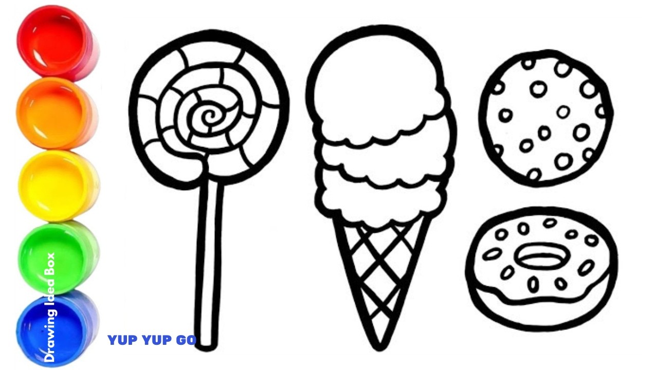 🍬🍪🍩🍭 Draw Candy, Cookies, Donut & Lollipop with Colors 🎨🦈 | Learn Colors + Baby Shark | Yup Yup Go