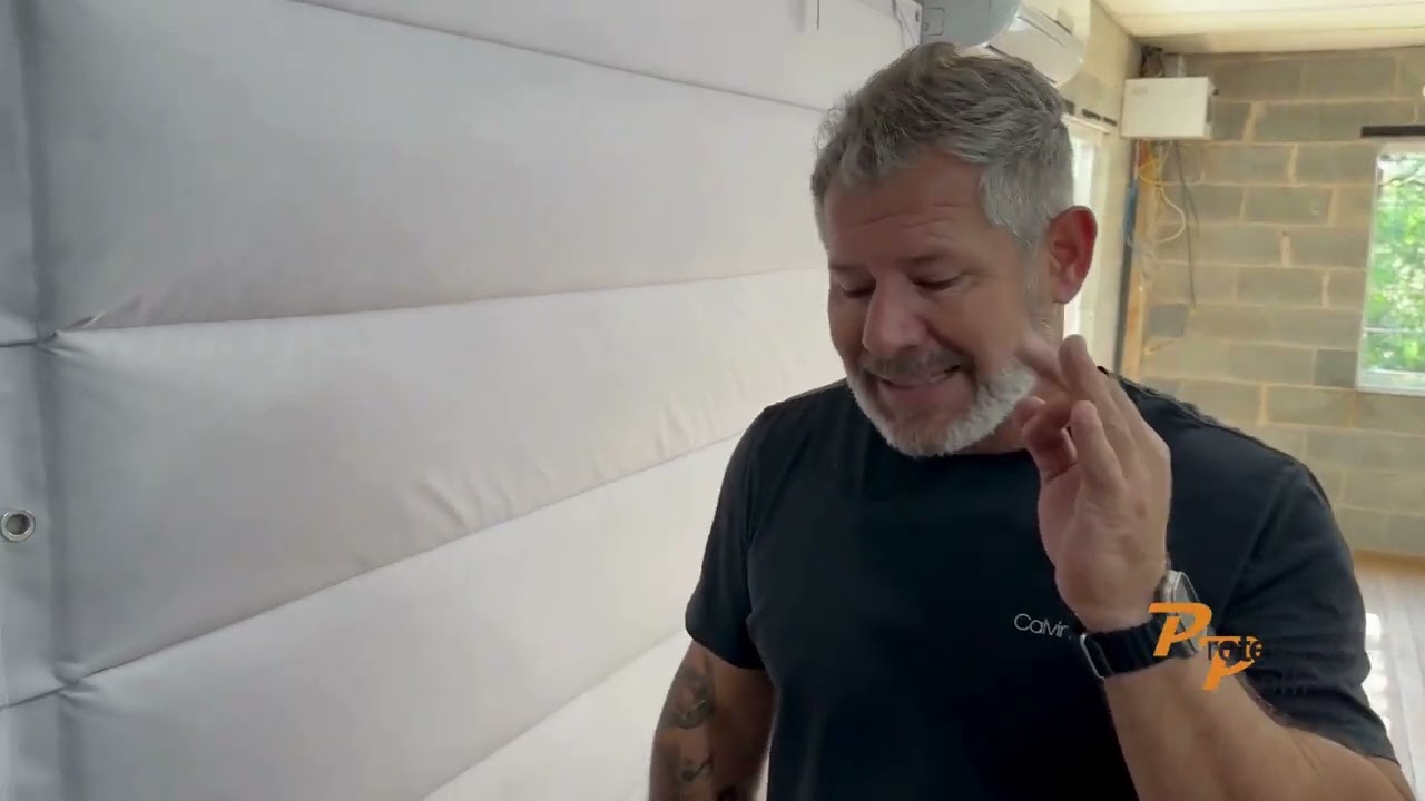 Instalação cortina acústica protetores Polli.
