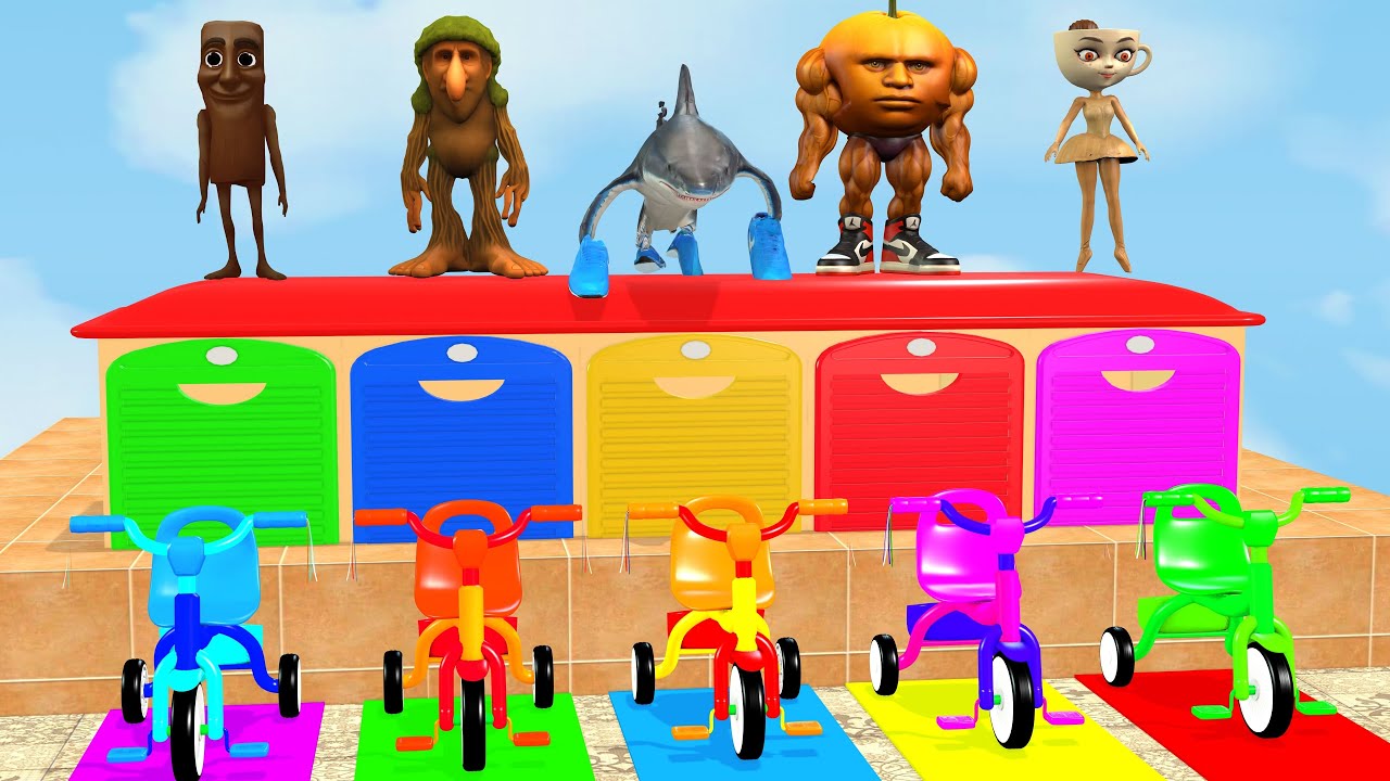 Long Slide Game with Cow Elephant Gorilla Hippopotamus Tiger 3d Animal Game Funny 3d Animals