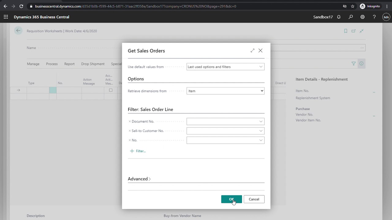 Dynamics 365 Business Central   Special Orders