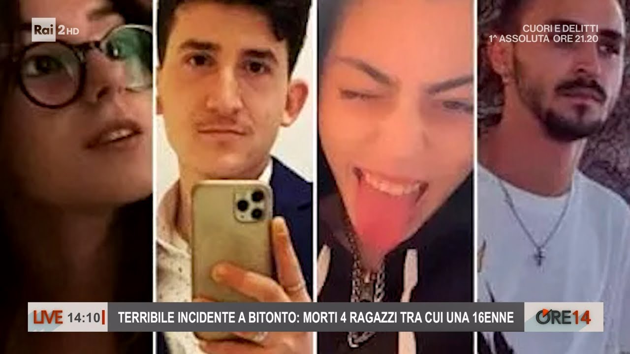 Terribile incidente a Bitonto: morti 4 ragazzi tra cui una 16enne - Ore 14 del 26/04/2023