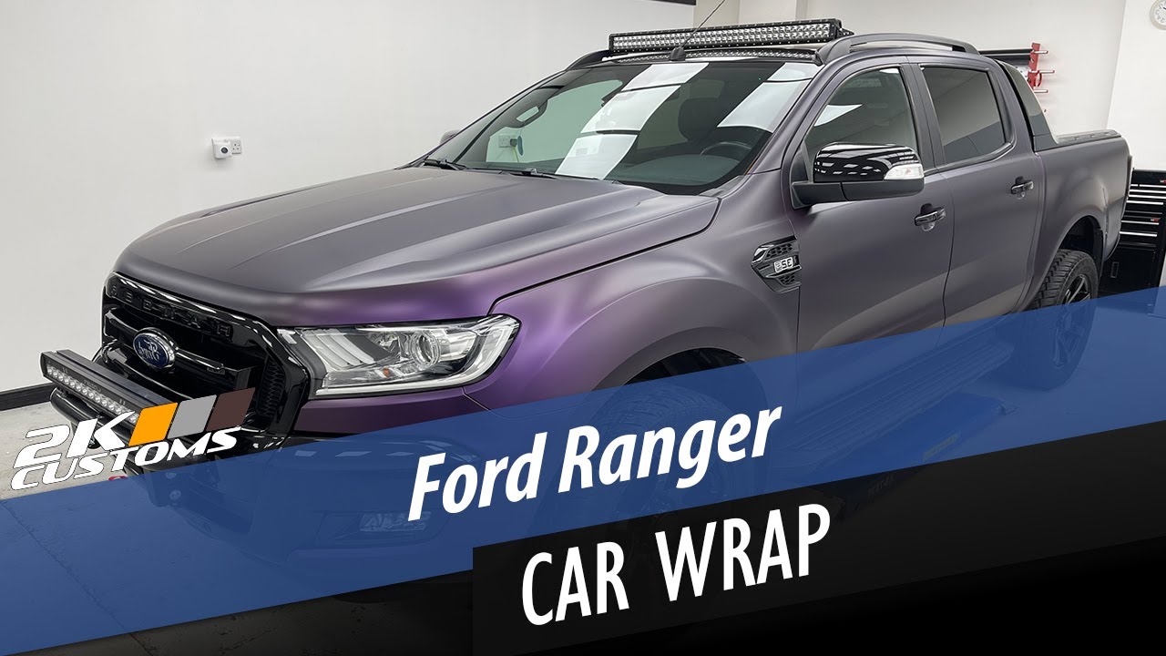 Ford Ranger fully wrapped in black/purple including door shuts