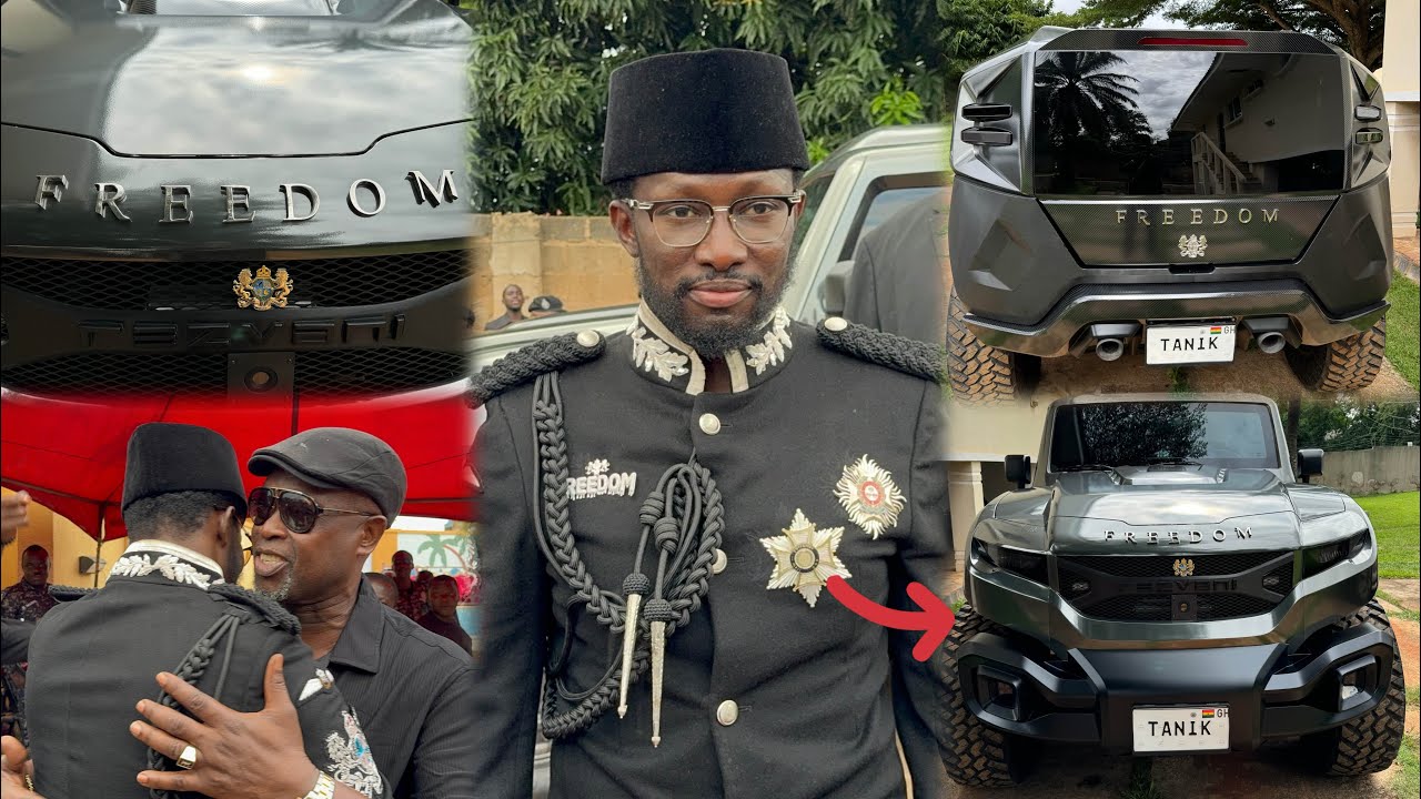 Freedom Cheddar Storms Kofi Boakye’s Mum Funeral with his Latest $million 💵Rezvani bullet proof Car