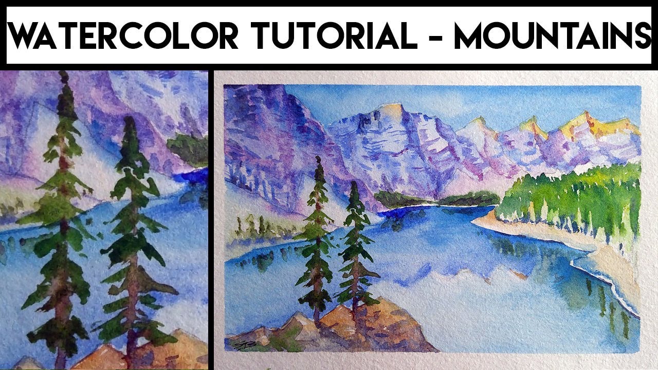 EASY watercolor tutorial for beginners ✶ Let's paint a mountain lake!