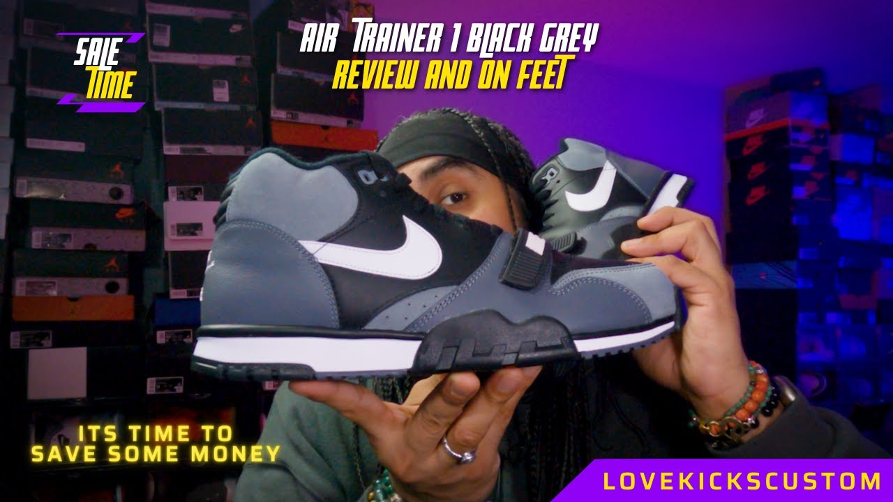 AIR TRAINER 1 BLACK GREY REVIEW AND ON FEET!! ITS SALE SEASON SO MAKE SURE YOU SAVE MONEY!!