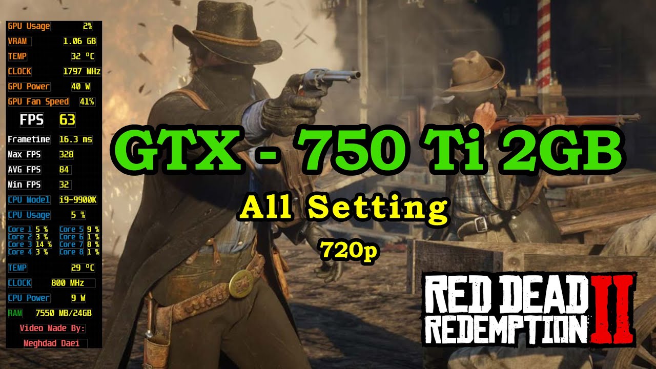 Red Dead Redemption 2 GTX 750 TI 2GB All Setting FPS & Gameplay & Benchmark 720p