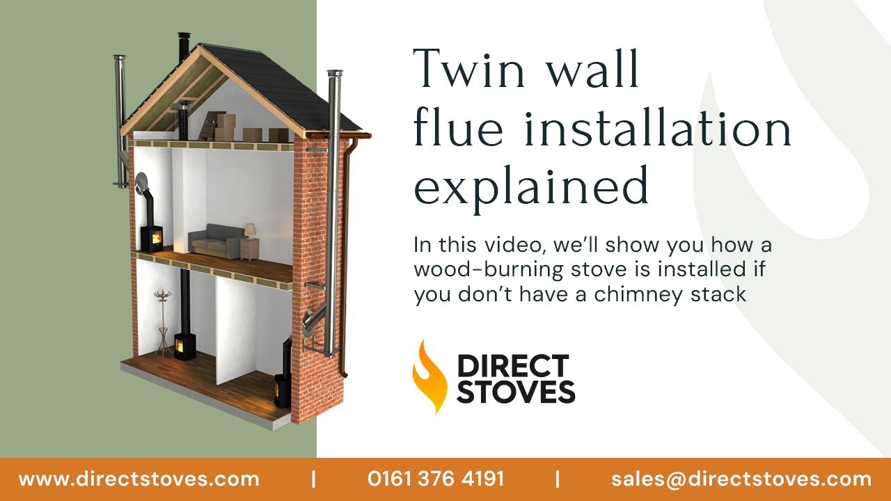 How a wood burning stove is installed with a twin wall flue system