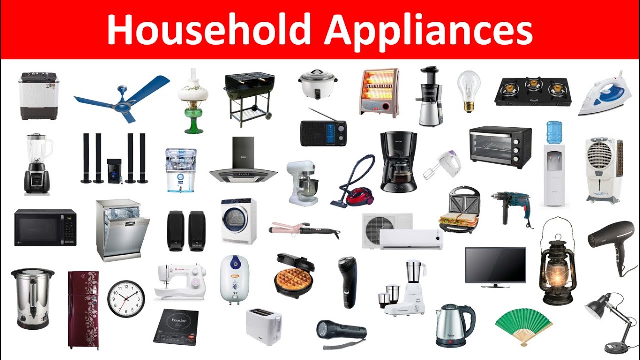 Household Appliances Names with Pictures | Home Appliances Vocabulary | Household Equipments