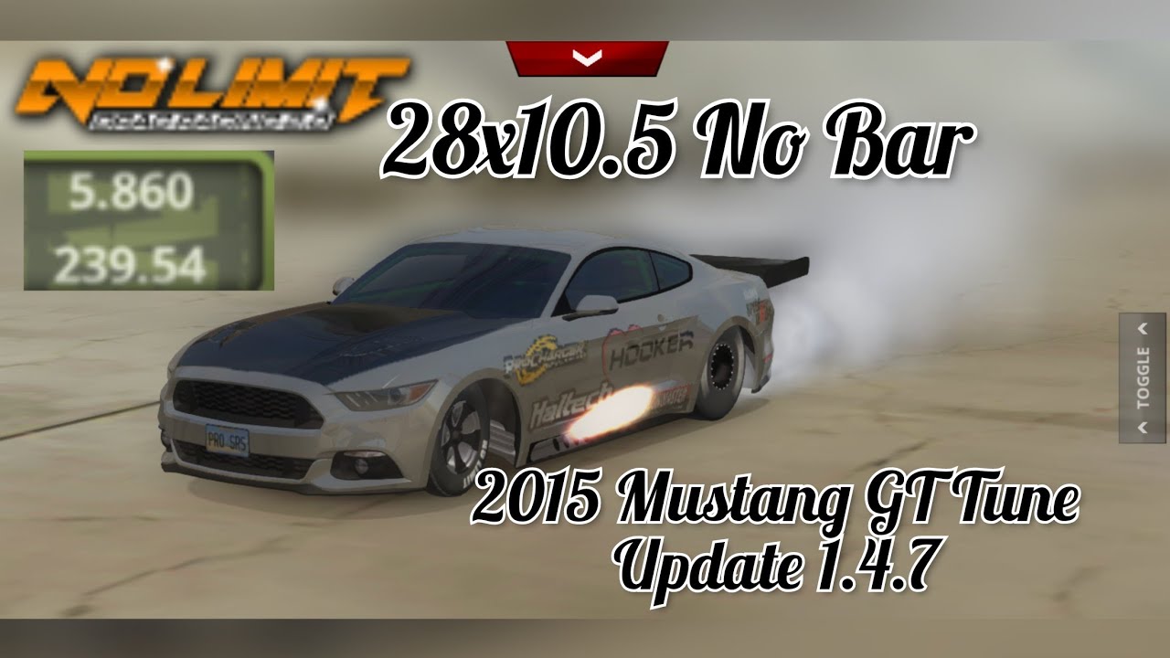 No Limit Drag Racing 2.0: 28x10.5 No Bar 2015 Mustang GT 5.8 Second Tune (Update 1.4.7)