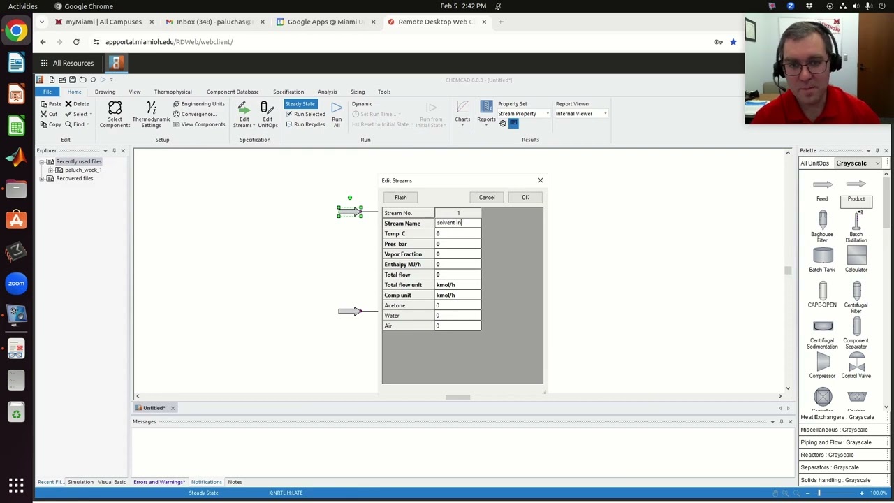 First Absorption/Stripping Simulation with CHEMCAD, Part 1