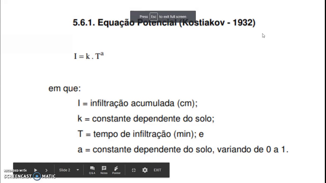 Ensaio de Infiltração com o Modelo de Kostiakov - Geomorfologia