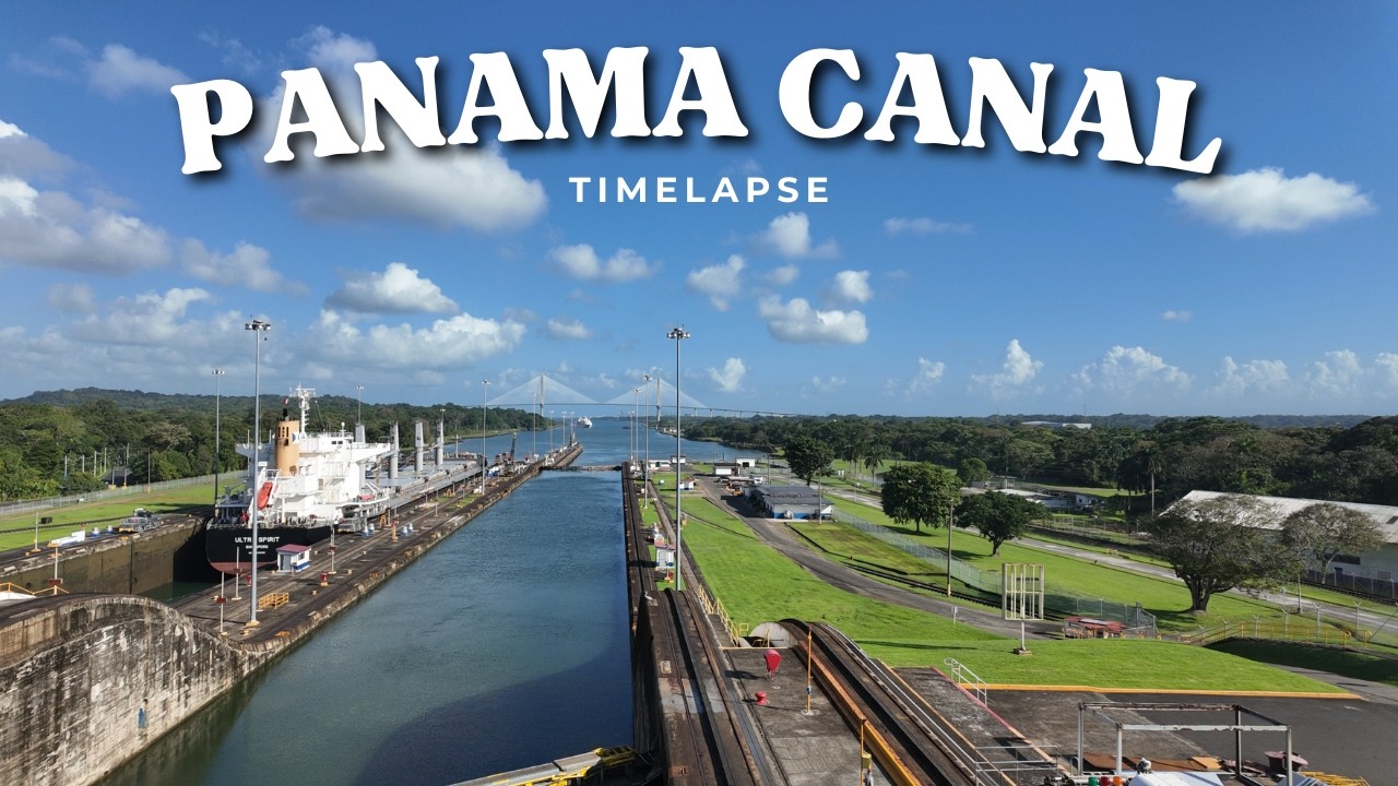 Panama Canal Transit - Atlantic Ocean to Pacific Ocean - Timelapse - Aft View from Island Princess