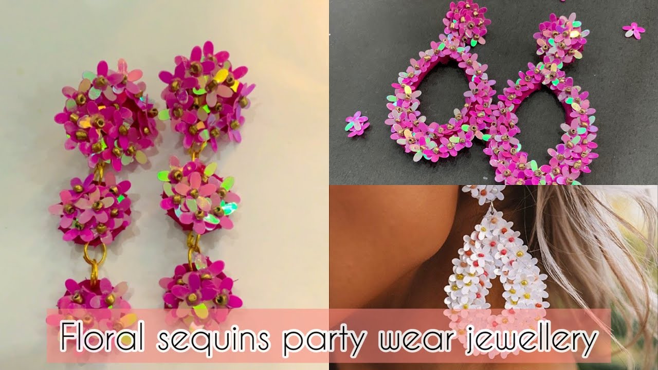 Embroidery earrings tutorial | sequin earrings | how to make embroidery earrings | beaded earrings