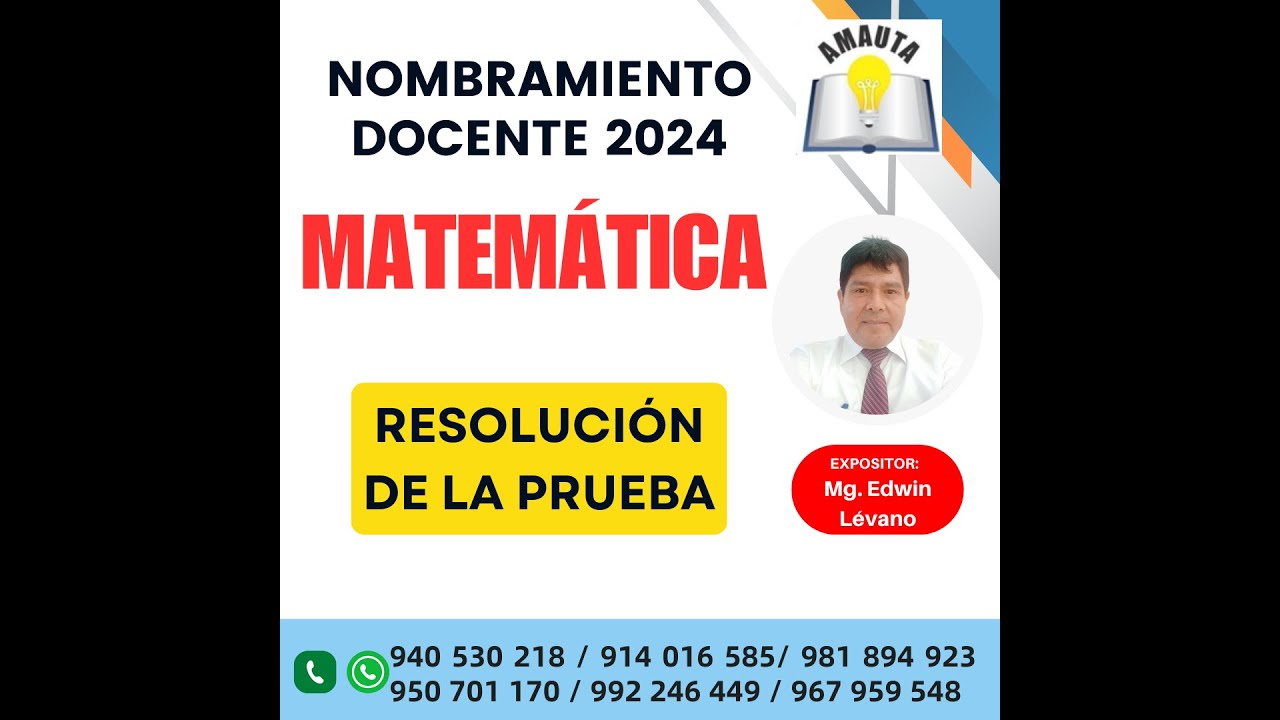 MATEMÁTICA - EXAMEN DE NOMBRAMIENTO 2024